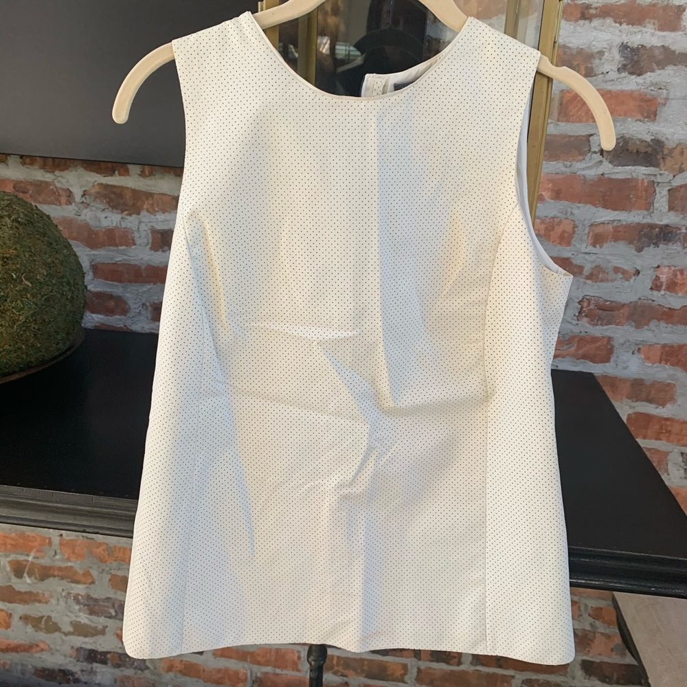 Vince leather perforated white tank 2